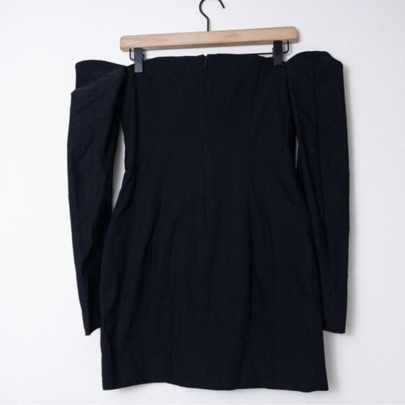 NEW NBD Double Breasted Crepe Blazer Mini Dress S Black Off The Shoulder - Picture 7 of 8